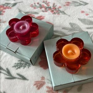 VINTAGE PartyLite Color Lites tealight holders PLUS tealights pink & orange